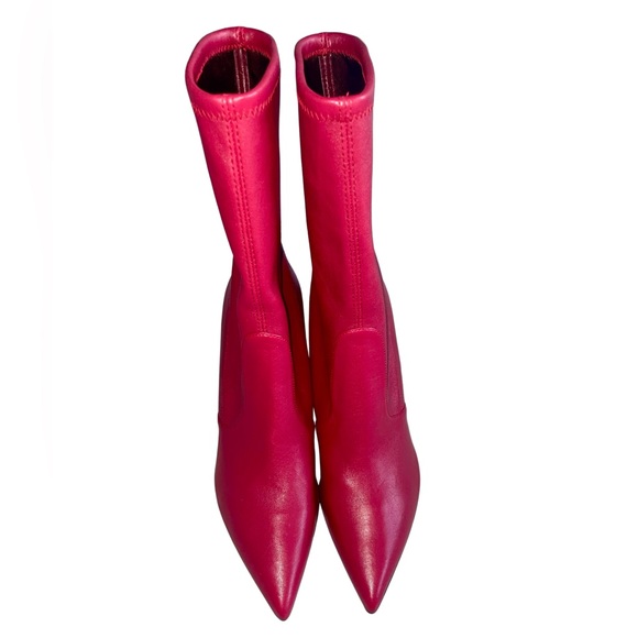 Stuart Weitzman ankle boots in dark cherry red leather - Picture 4 of 6